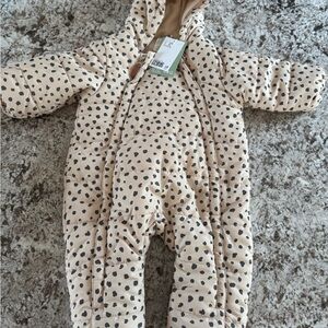 H&M Beige and Black Spotted Baby Snowsuit